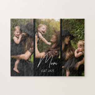 Mom Established Modern Script 3 Photo Jigsaw Puzzle