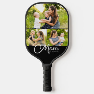 Mom Established Modern Script 3 Photo Pickleball Paddle