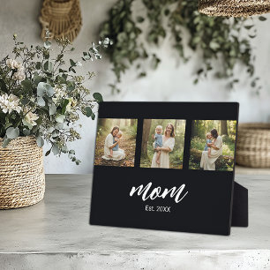 Mom Established Modern Script 3 Photo Plaque