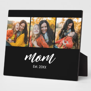 Mom Established Modern Script 3 Photo Plaque