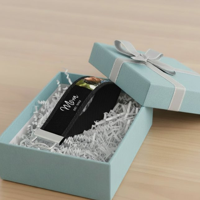 Mom Established Modern Script 3 Photo  Wrist Keychain (Creator Uploaded)