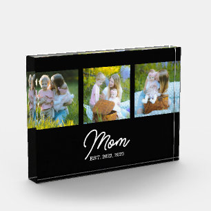 Mom Established Modern Script Black 3 Photo Acrylic Award