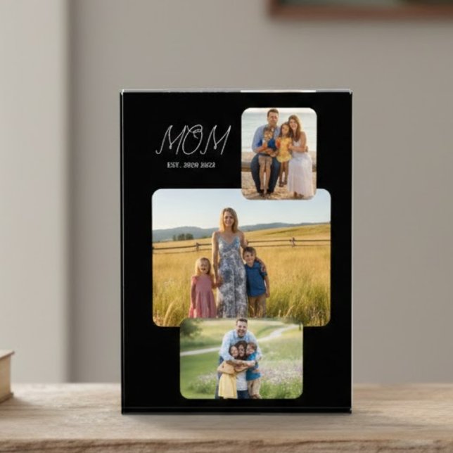 Mom Established Modern Script Black 3 Photo Acrylic Award (Creator Uploaded)