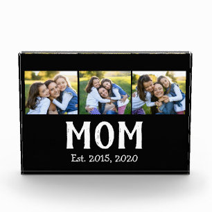 Mom Established Modern Script Black 3 Photo Acrylic Award