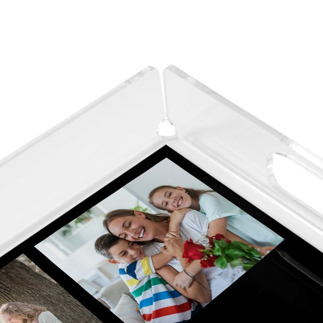 Mom Established Modern Script Black 3 Photo Acrylic Tray (Corner)