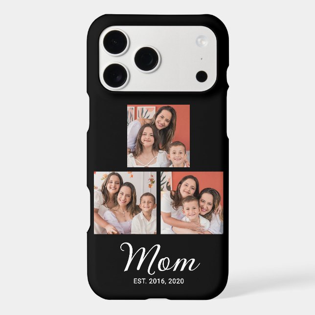 Mom Established Modern Script Black 3 Photo Case-M Case-Mate iPhone Case (Back)