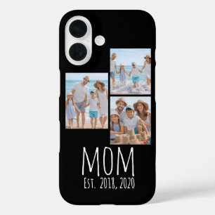 Mom Established Modern Script Black 3 Photo iPhone 16 Case