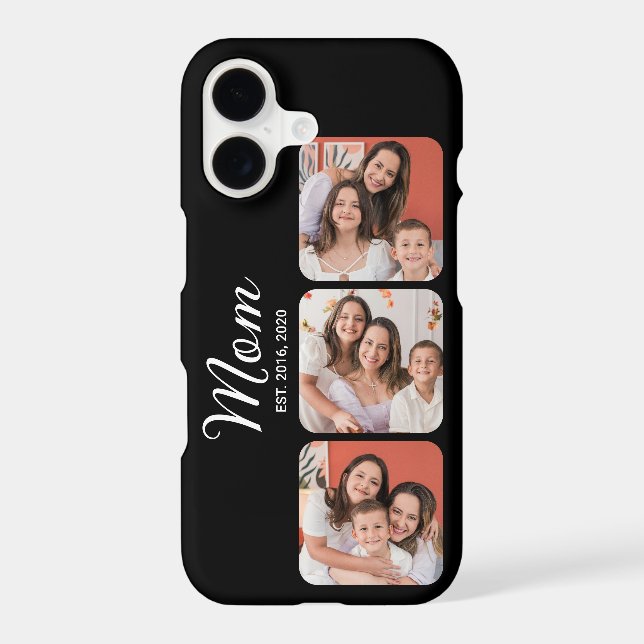 Mom Established Modern Script Black 3 Photo Case-Mate iPhone Case (Back)