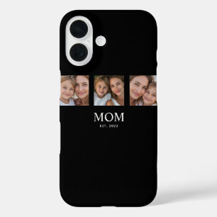 Mom Established Modern Script Black 3 Photo iPhone 16 Case