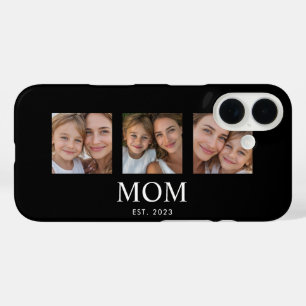 Mom Established Modern Script Black 3 Photo iPhone 16 Case