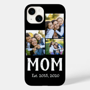 Mom Established Modern Script Black 3 Photo Case-Mate iPhone 14 Case