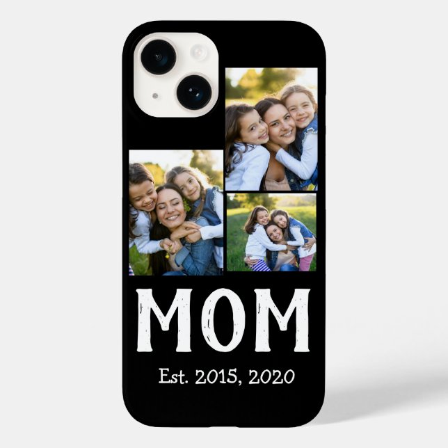 Mom Established Modern Script Black 3 Photo Case-Mate iPhone Case (Back)