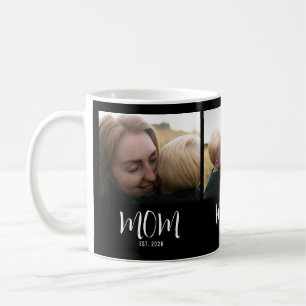 Mom Established Modern Script Black 3 Photo Coffee Mug
