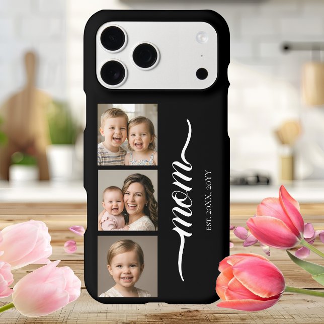 Mom Established Modern Script Black 3 Photo  iPhone Case (Creator Uploaded)