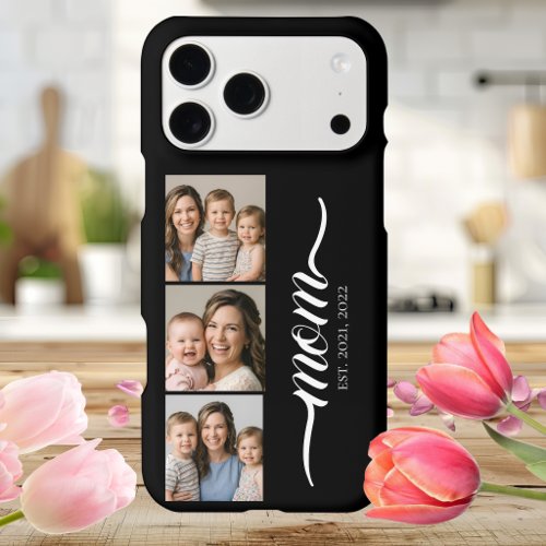 Mom Established Modern Script Black 3 Photo iPhone 17 Pro Max Case