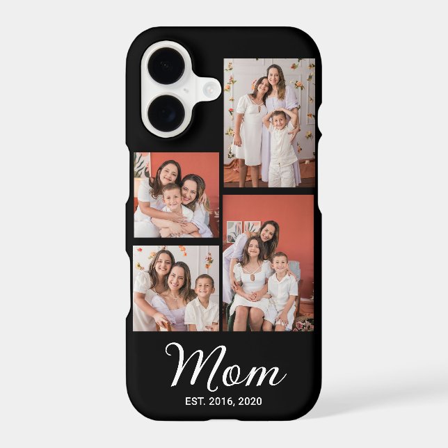 Mom Established Modern Script Black 4 Photo Case-Mate iPhone Case (Back)