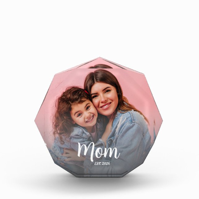 Mom Established Modern Script Photo Block (Front)