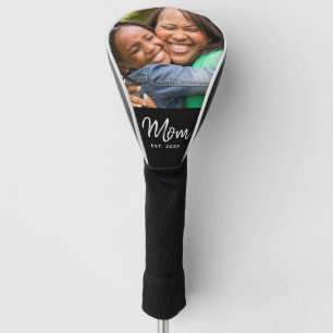 Mom Established Modern Script Photo Golf Head Cove Cover