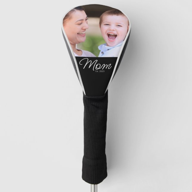 Mom Established Modern Script Photo Golf Head Cover (Front)