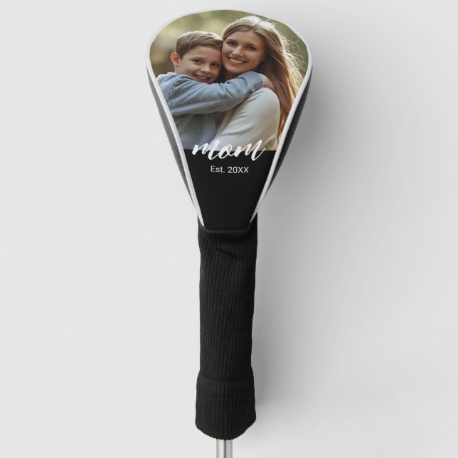 Mom Established Modern Script Photo Golf Head Cover (Front)