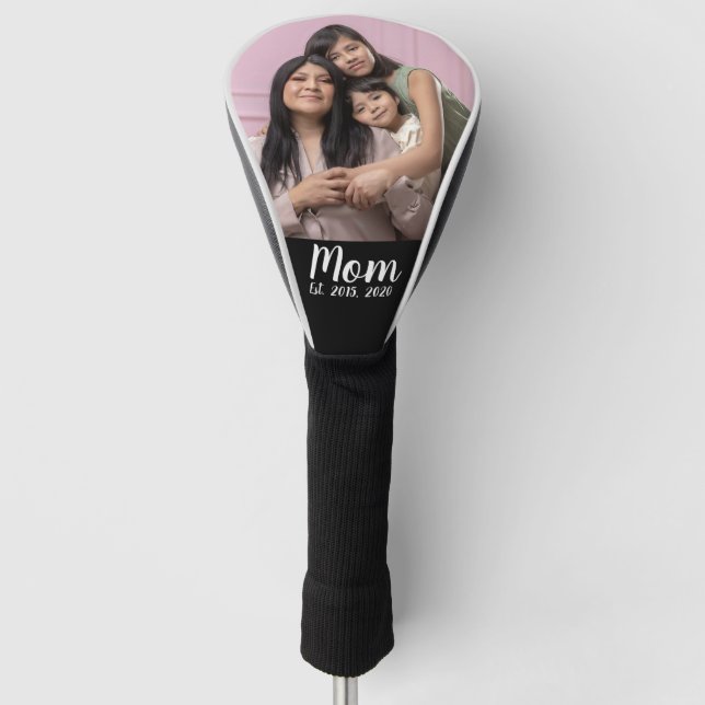 Mom Established Modern Script Photo Golf Head Cover (Front)