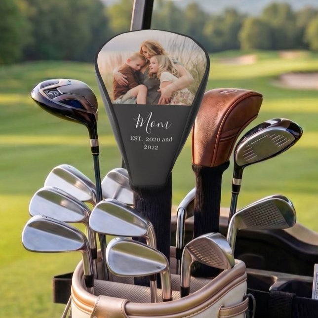 Mom Established Modern Script Photo Golf Head Cover (Creator Uploaded)