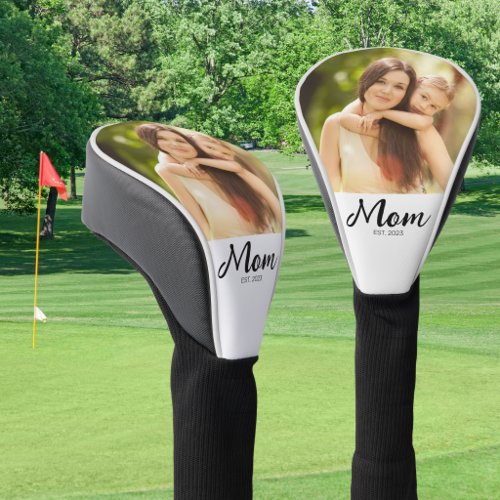 Mom Established Modern Script Photo Golf Head Cover
