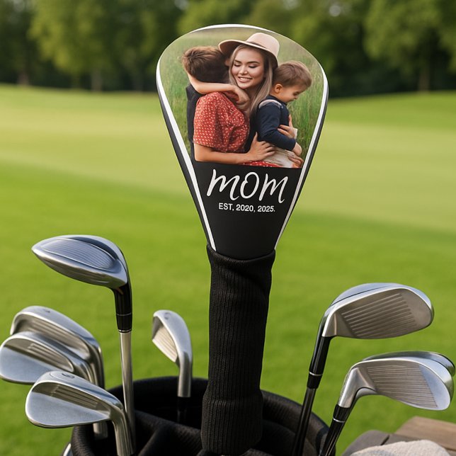 Mom Established Modern Script Photo Golf Head Cover (Creator Uploaded)