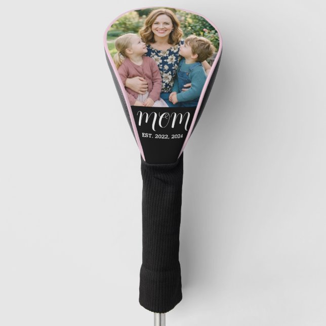 Mom Established Modern Script Photo Golf Head Cover (Front)