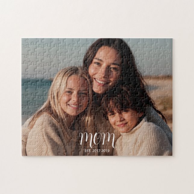 Mom Established Modern Script Photo Jigsaw Puzzle (Horizontal)