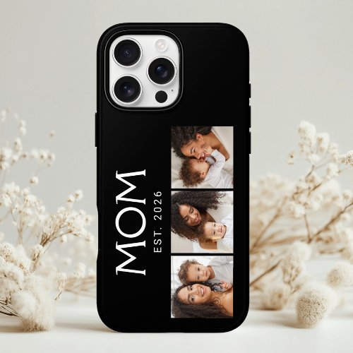 Mom Established Modern Typography Black 3 Photo iPhone 16 Pro Case