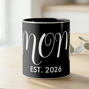 Mom Established New Mom Big Script Two-Tone Coffee Mug