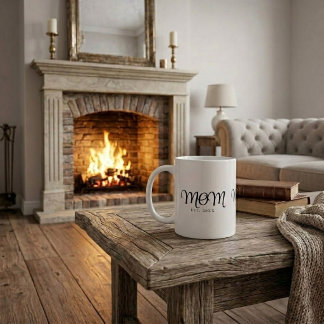 Mom Established New Mom Gift Black Script Coffee Mug