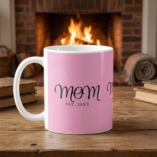 Mom Established New Mom Gift Black Script Coffee Mug