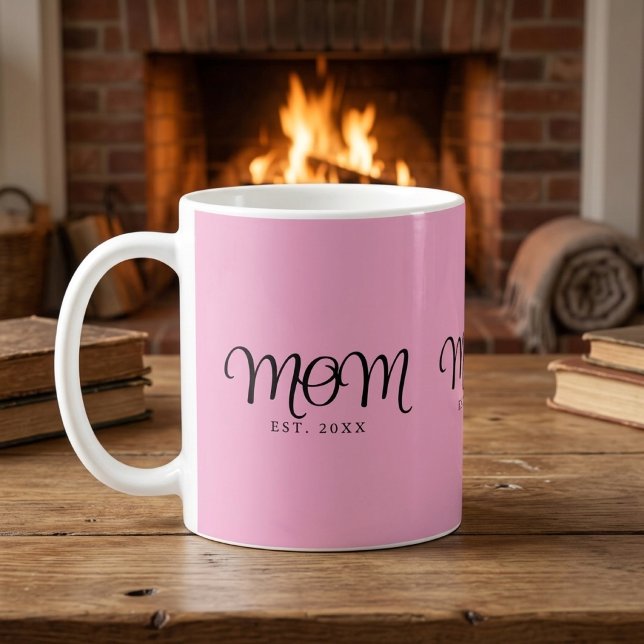 Mom Established New Mom Gift Black Script Coffee Mug (Mom Established New Mom Gift Black Script Coffee Mug)