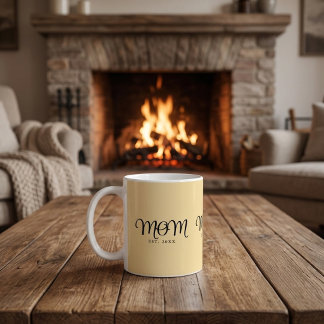 Mom Established New Mom Gift Black Script Coffee Mug