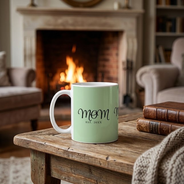 Mom Established New Mom Gift Black Script Coffee Mug (Mom Established New Mom Gift Black Script Coffee Mug)