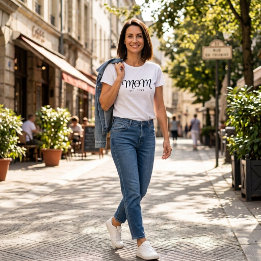 Mom Established New Mom Gift Black Script T-Shirt