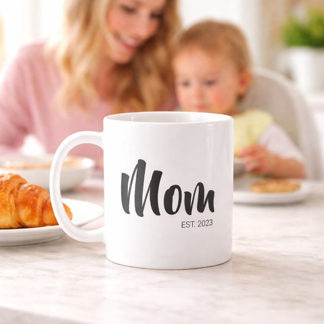 Mom Established New Mom Gift Coffee Mug (Mom Established Simple Typography Mug)