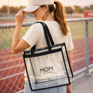 Mom Established New Mom Gift Stadium Clear Tote Bag