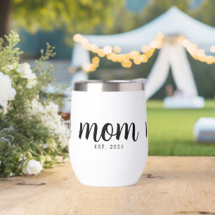 Mom Established New Mom Gift Thermal Wine Tumbler