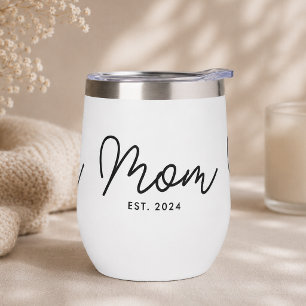 Mom Established New Mom Gift Thermal Wine Tumbler