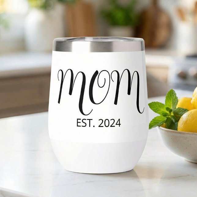Mom Established New Mom Gift  Thermal Wine Tumbler (Creator Uploaded)
