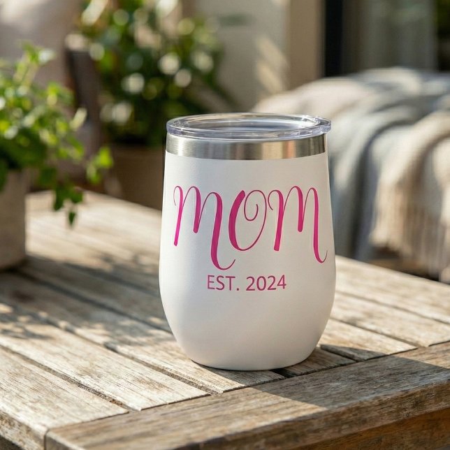 Mom Established New Mom Gift Thermal Wine Tumbler (Creator Uploaded)