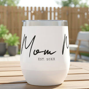 Mom Established New Mom Gift Thermal Wine Tumbler
