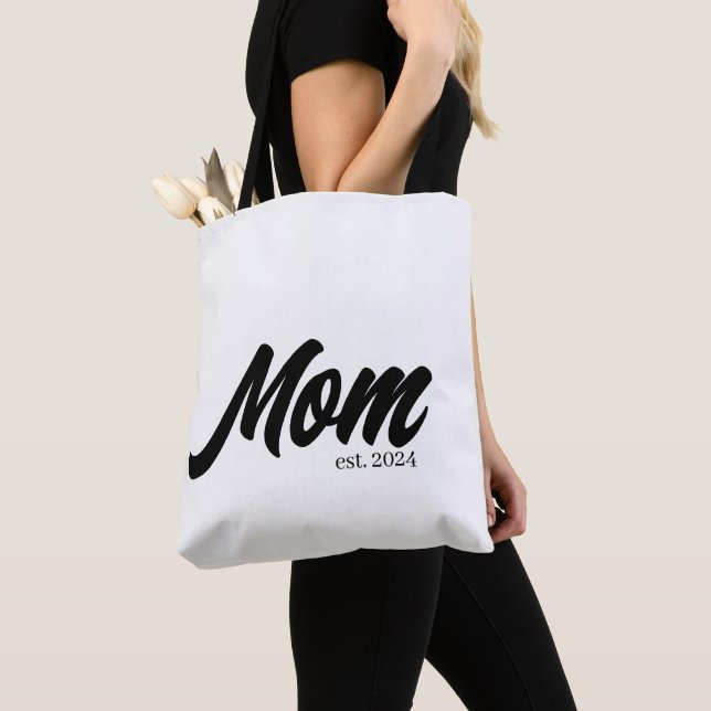 Mom Established New Mom Gift Tote Bag (Close Up)