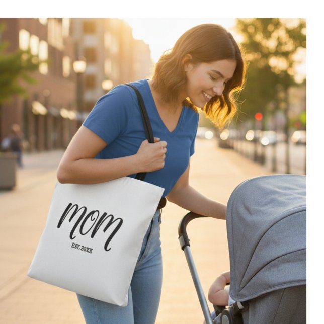 Mom Established New Mom Gift Tote Bag (Creator Uploaded)