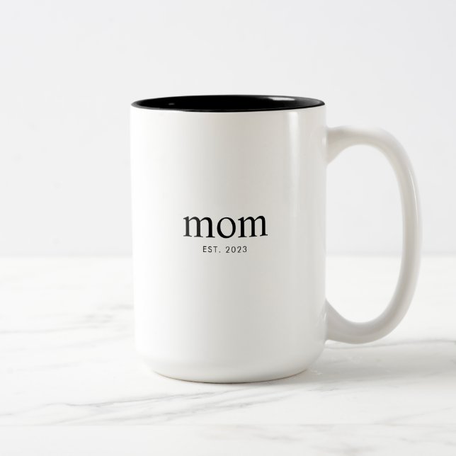 Mom Established New Mom Gift Two-Tone Coffee Mug (Right)