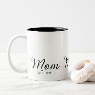 Mom Established New Mom Gift Two-Tone Coffee Mug