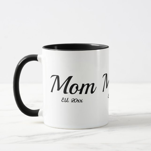 Mom Established New Mom Gift Two-Tone Coffee Mug (Left)